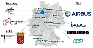 Karte von Deutschland mit den Standorten der Partner von Virtual Produt House