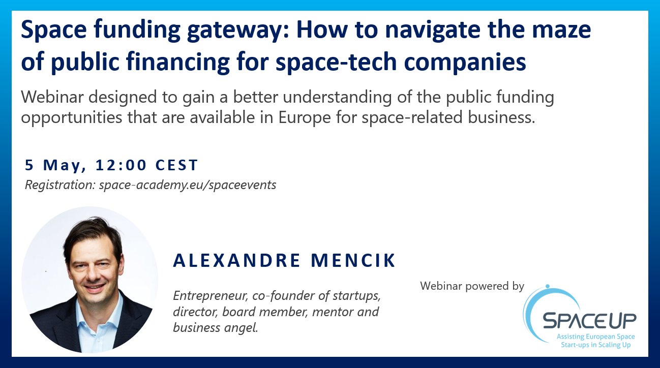 Webinar - Space funding gateway: how to navigate the maze of public financing for space-tech companies