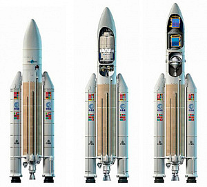 Drei Abbildungen der Ariane 5