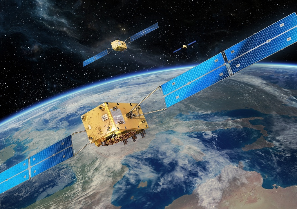 Künstlerische Darstellung eines Galileo Satelliten
