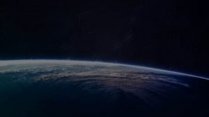 Ein Bild aus dem Weltall mit Blick auf einen Teil der Erde