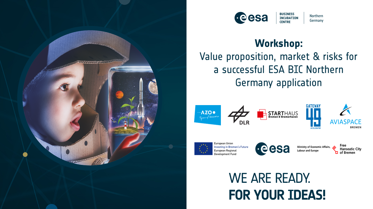 Workshop: Business plan for a successful ESA BIC Northern Germany application – value proposition, market & risks