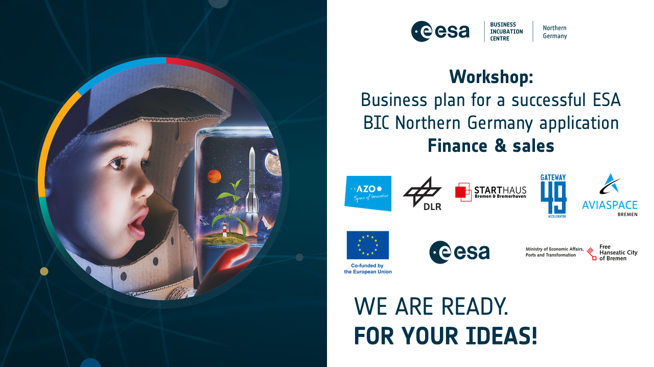 Workshop: Business plan for a successful ESA BIC Northern Germany application – Finance & sales