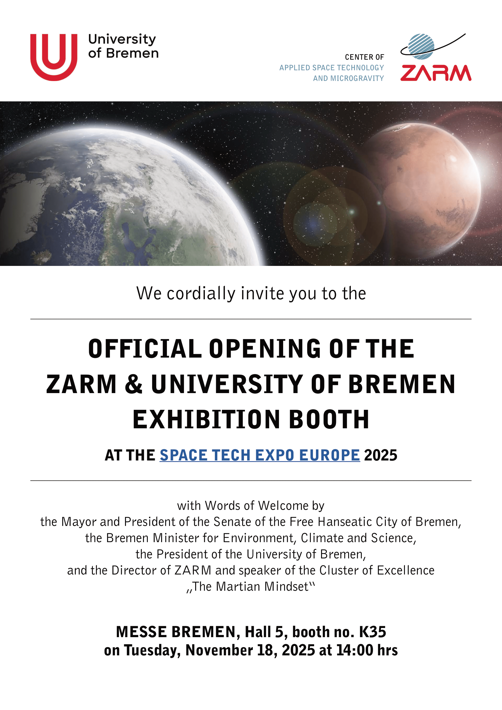Invitation_ZARM_UniversityofBremen_SpaceTechExpoEurope-1